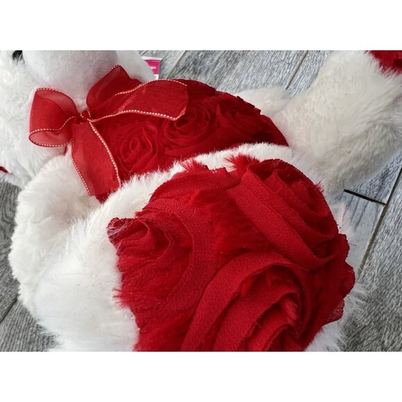 Teddy‎ Bear Plush Red Roses Bow 14" Valentine Love Way to Celebrate White NWT - Picture 9 of 12